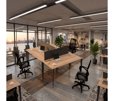 Exen 220 cm Üç'lü Ayrılabilir Ofis ve Büro W Masa 220 cm